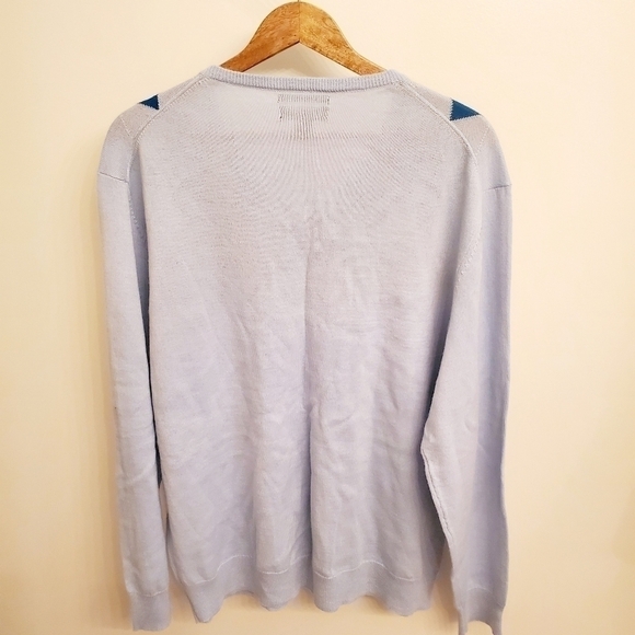 INC International Concepts  Blend V Neck Argyle Diamond Light Blue Sweater XXL - Picture 5 of 6